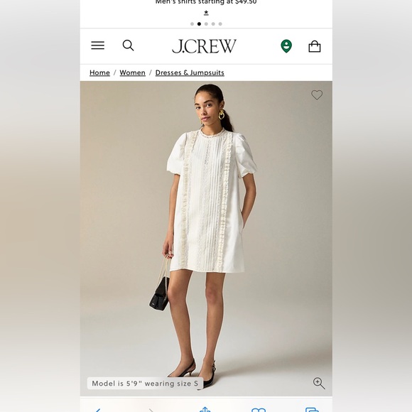 J. Crew Women's Lace Trim Pintuck Dress 3x